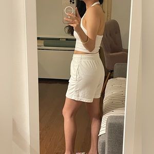 Aritzia Tna Towel Terry Halter Top &  5” Shorts (white)